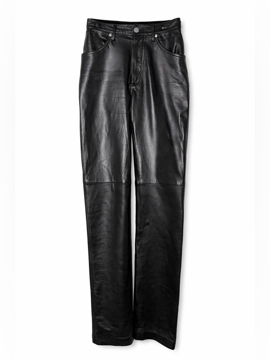 Wrangler Pants - Vintage Wrangler Black Leather Pants High Rise 90s Minimalist Biker